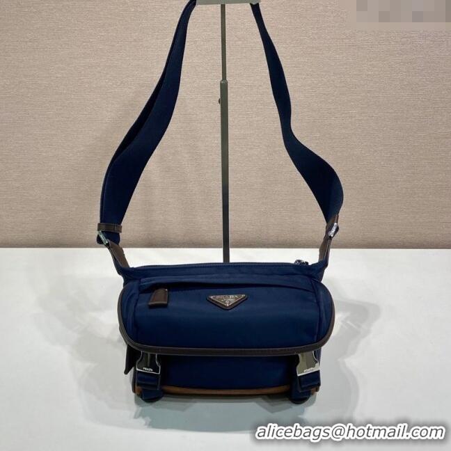 Luxury Cheap Prada Mens Re-Nylon and Saffiano leather shoulder bag 2VH171 Blue 2025