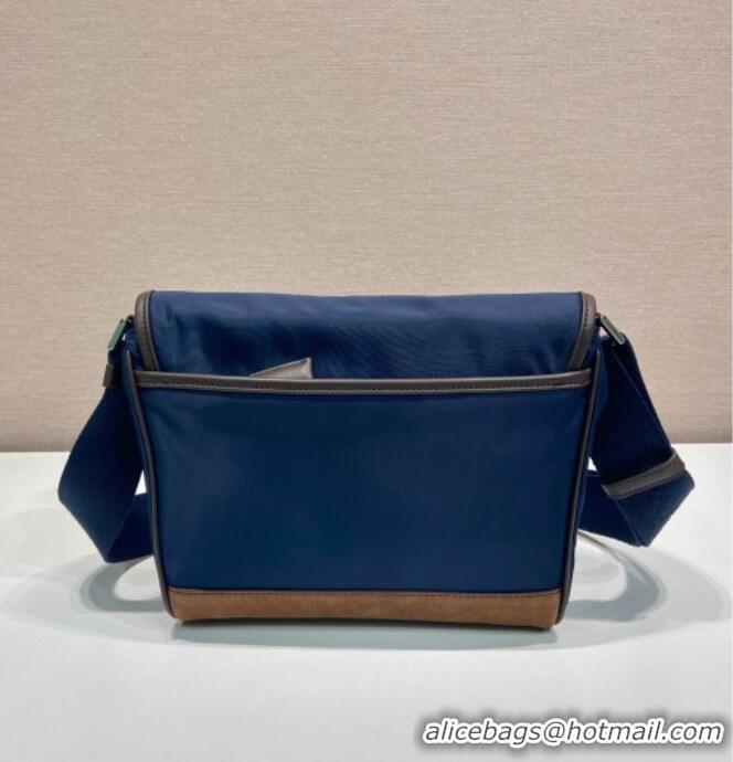 Well Crafted Prada Mens Re-Nylon and leather shoulder bag 2VD066 Blue 2025