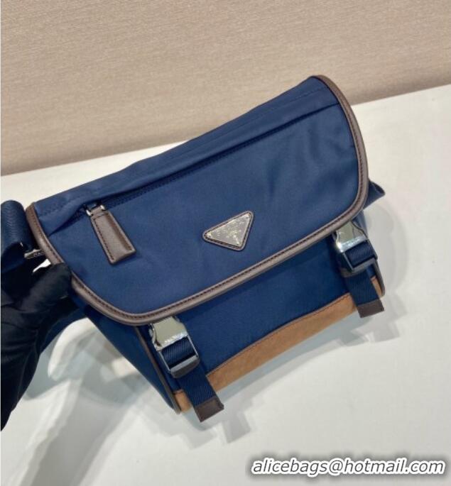 Well Crafted Prada Mens Re-Nylon and leather shoulder bag 2VD066 Blue 2025