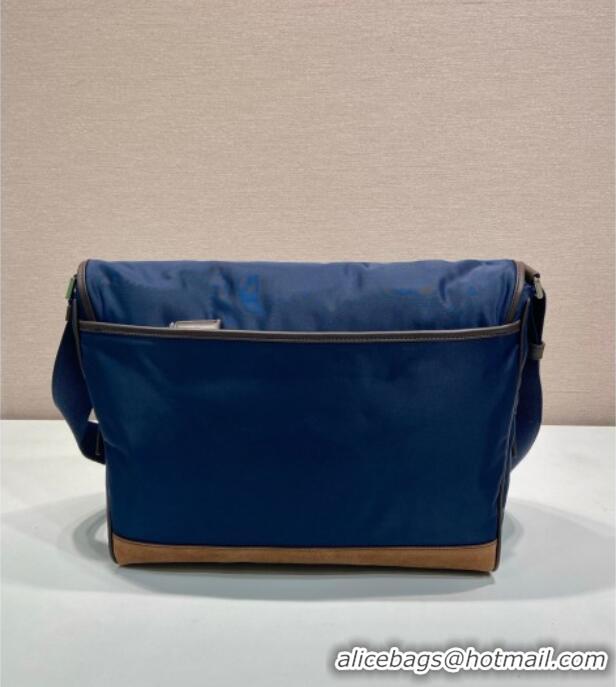 Grade Quality Prada Mens Re-Nylon and leather shoulder bag 2VD052 Blue 2025