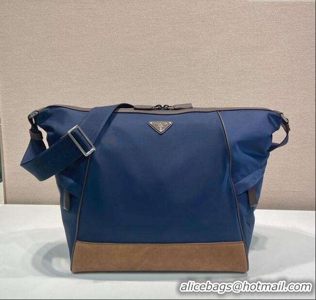 Best Quality Prada Mens Re-Nylon and leather shoulder bag 2VH180 Blue 2025