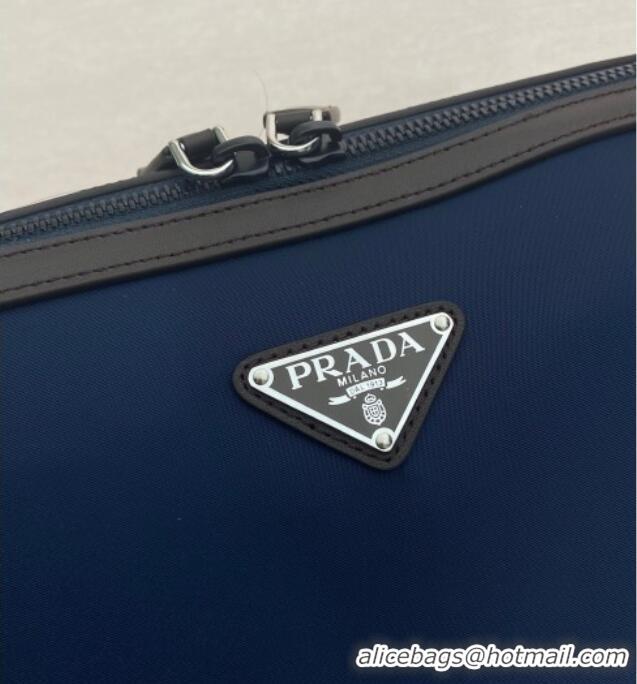 Best Quality Prada Mens Re-Nylon and leather shoulder bag 2VH180 Blue 2025