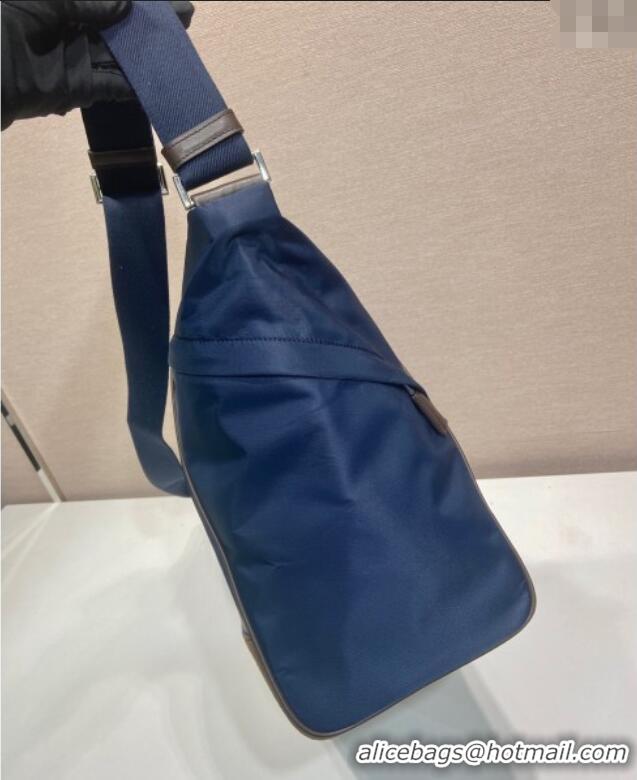 Best Quality Prada Mens Re-Nylon and leather shoulder bag 2VH180 Blue 2025