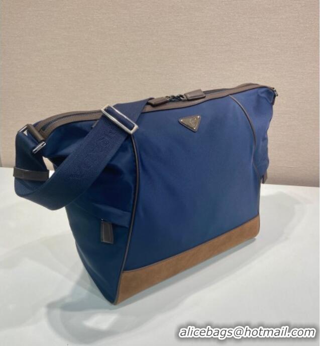 Best Quality Prada Mens Re-Nylon and leather shoulder bag 2VH180 Blue 2025