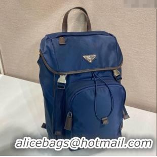 Buy Discount Prada Mens Re-Nylon and Saffiano Leather Backpack 2VZ135 Blue 2025