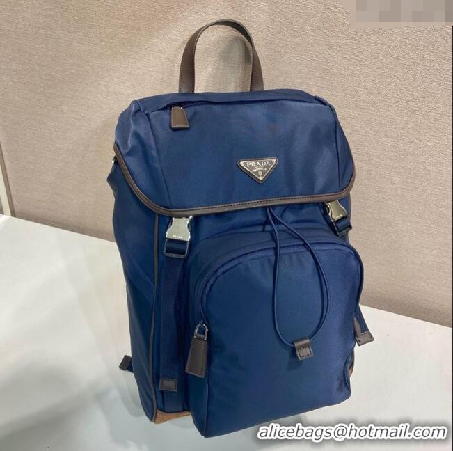 Buy Discount Prada Mens Re-Nylon and Saffiano Leather Backpack 2VZ135 Blue 2025