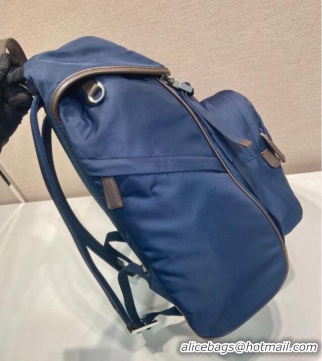 Buy Discount Prada Mens Re-Nylon and Saffiano Leather Backpack 2VZ135 Blue 2025