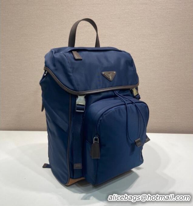 Buy Discount Prada Mens Re-Nylon and Saffiano Leather Backpack 2VZ135 Blue 2025