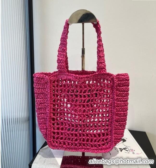 Reasonable Price Prada Crochet Mini Basket Straw Bag 0311 Dark Pink 2025