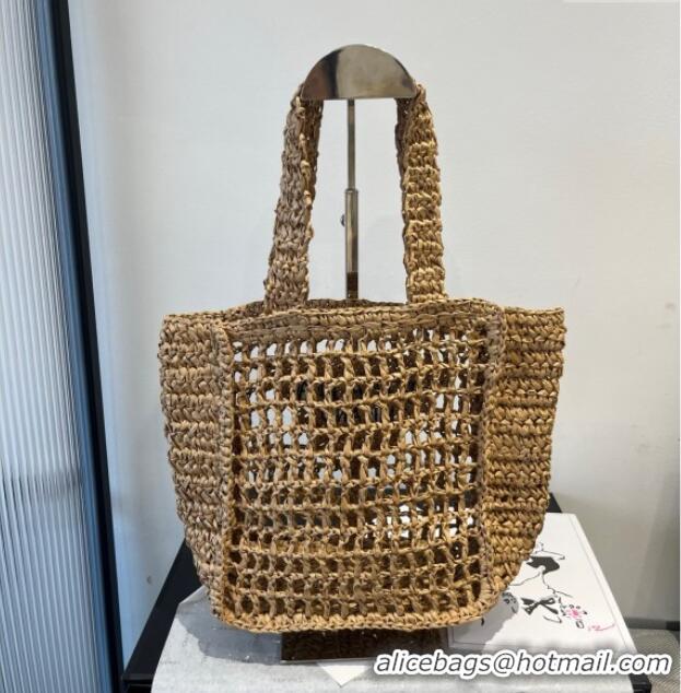 Famous Brand Prada Crochet Mini Basket Straw Bag 0311 Khaki 2025