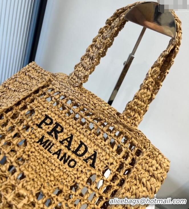 Famous Brand Prada Crochet Mini Basket Straw Bag 0311 Khaki 2025