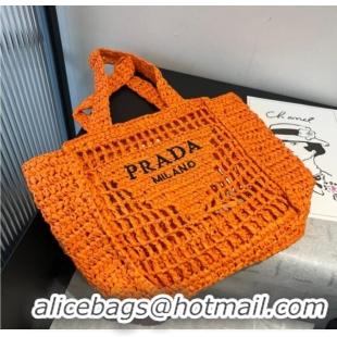 Elegant Discount Prada Crochet Mini Basket Straw Bag 0311 Orange 2025