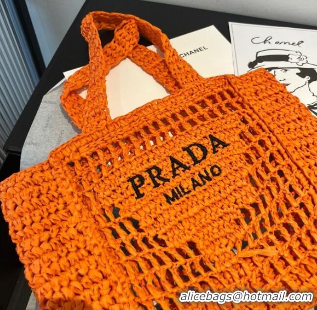 Elegant Discount Prada Crochet Mini Basket Straw Bag 0311 Orange 2025