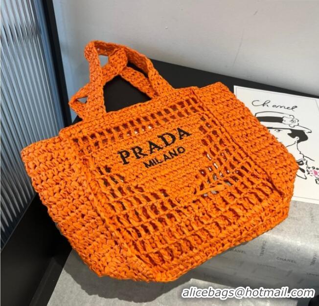 Elegant Discount Prada Crochet Mini Basket Straw Bag 0311 Orange 2025