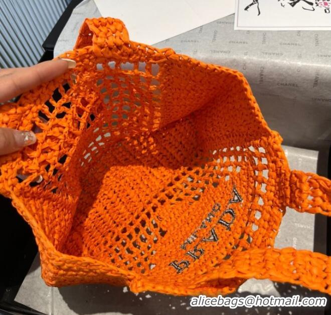 Elegant Discount Prada Crochet Mini Basket Straw Bag 0311 Orange 2025