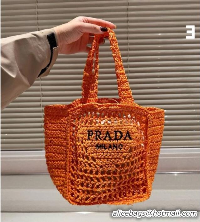 Elegant Discount Prada Crochet Mini Basket Straw Bag 0311 Orange 2025