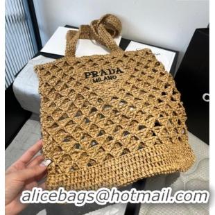 Low Cost Prada Crochet Bucket Straw Bag 0311 Khaki 2025