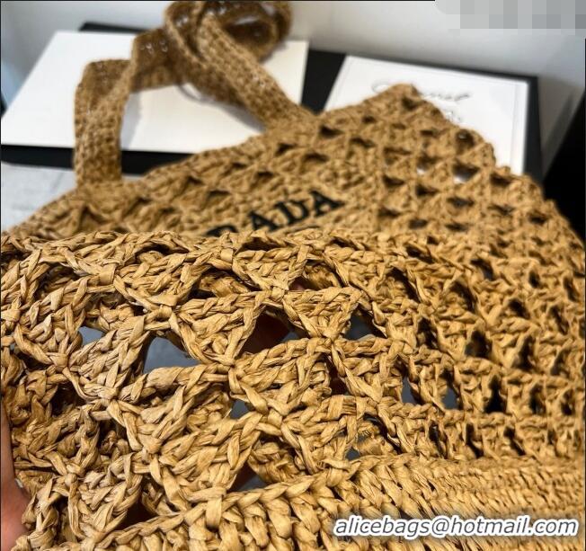 Low Cost Prada Crochet Bucket Straw Bag 0311 Khaki 2025