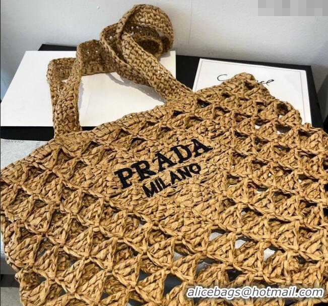 Low Cost Prada Crochet Bucket Straw Bag 0311 Khaki 2025