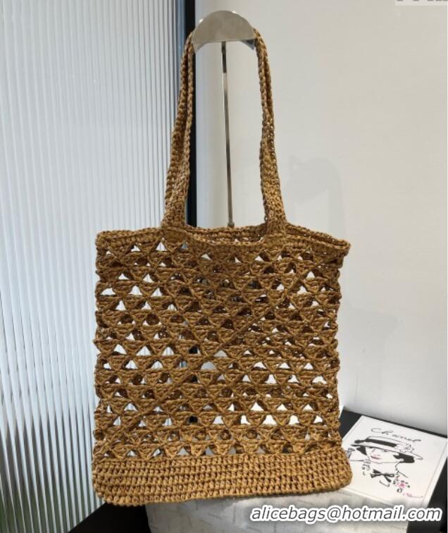 Low Cost Prada Crochet Bucket Straw Bag 0311 Khaki 2025