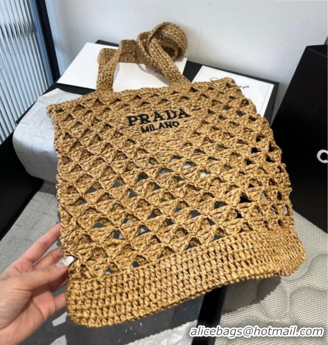 Low Cost Prada Crochet Bucket Straw Bag 0311 Khaki 2025