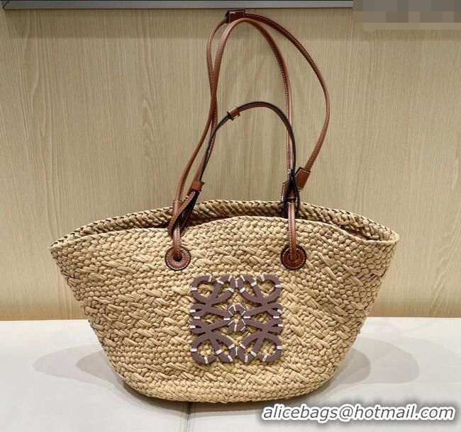 Buy Fashionable Loewe Straw Small Anagram Basket Bag 0312 Khaki/Brown 2025