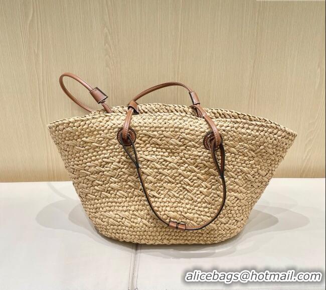 Buy Fashionable Loewe Straw Small Anagram Basket Bag 0312 Khaki/Brown 2025