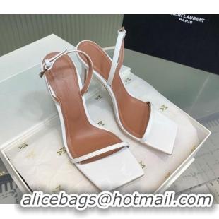 Charming Amina Muaddi Maya Square-toe Sandals 10cm in Patent Calfskin White 0219067