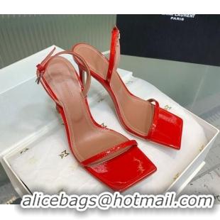 Trendy Design Amina Muaddi Maya Square-toe Sandals 10cm in Patent Calfskin Red 0219068