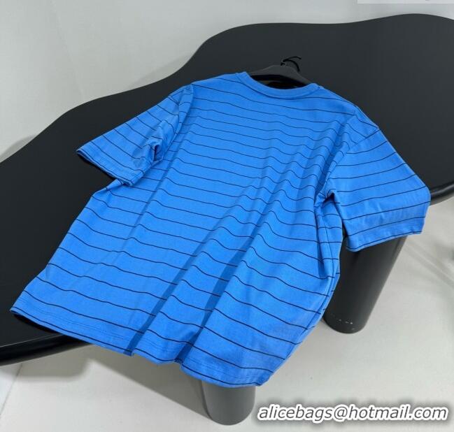 ​Good Taste Miu Miu Striped Cotton Long Sleeve T-Shirt 5053 Blue 2025 (For Women and Man)