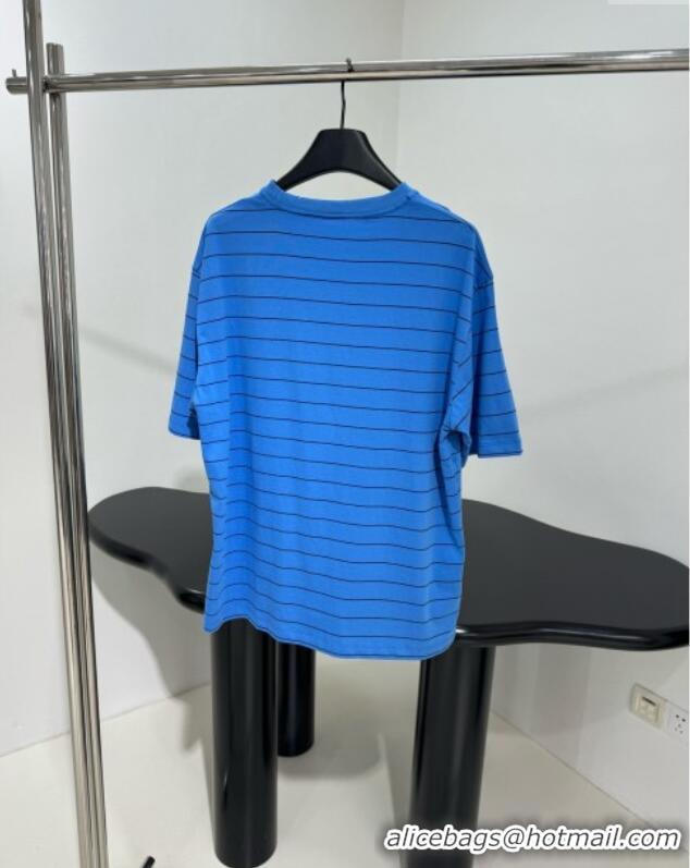 ​Good Taste Miu Miu Striped Cotton Long Sleeve T-Shirt 5053 Blue 2025 (For Women and Man)