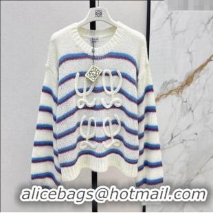 Affordable Price Loewe Straiped Sweater 1203 White/Blue 2024