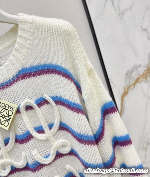 Affordable Price Loewe Straiped Sweater 1203 White/Blue 2024