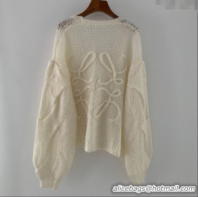 Luxury Discount Loewe Mohair Blend Sweater 0116 White 2025