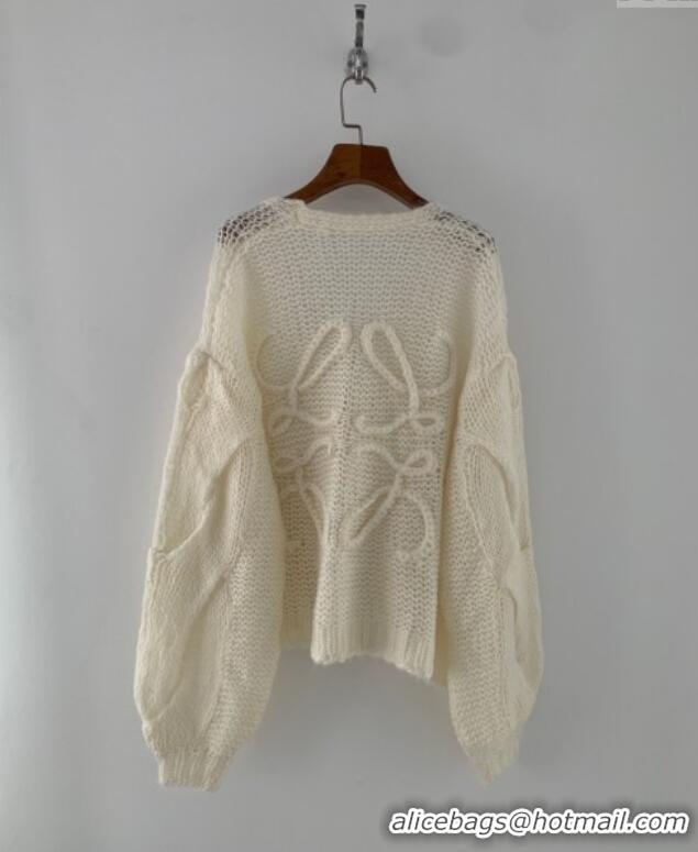 Luxury Discount Loewe Mohair Blend Sweater 0116 White 2025