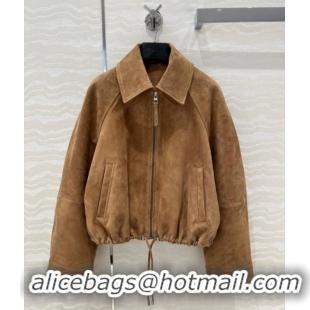 Famous Brand Loewe Suede Lambskin oversized Jacket 0116 Brown 2025