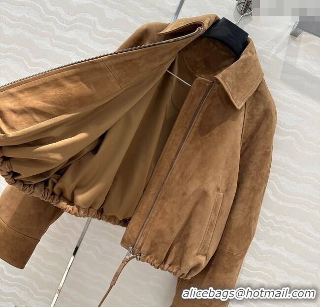 Famous Brand Loewe Suede Lambskin oversized Jacket 0116 Brown 2025