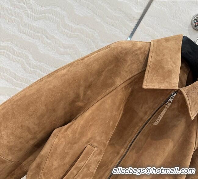 Famous Brand Loewe Suede Lambskin oversized Jacket 0116 Brown 2025