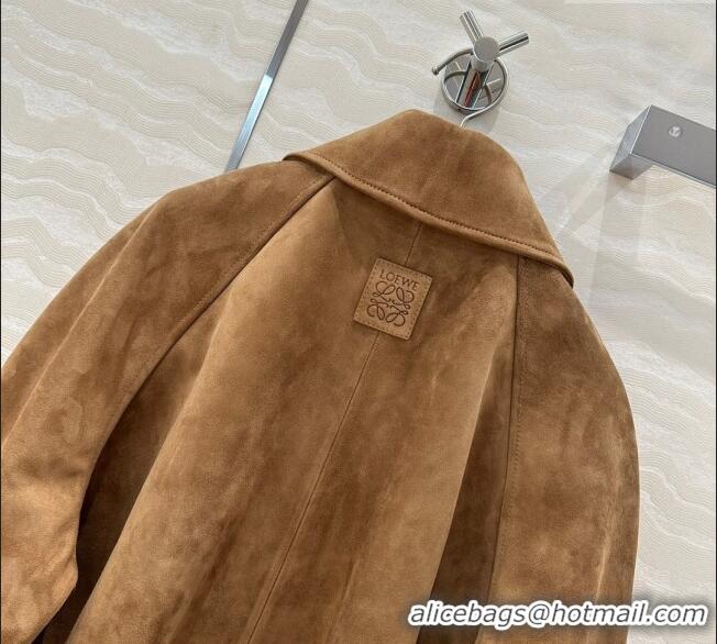 Famous Brand Loewe Suede Lambskin oversized Jacket 0116 Brown 2025