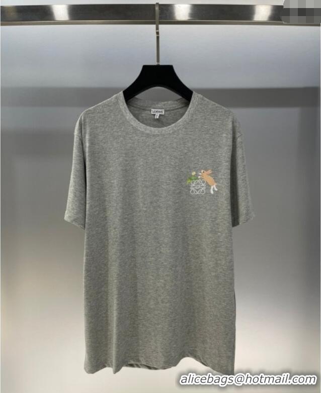 Most Popular Loewe Cotton T-Shirt 4023 Grey/Black 2025 (For Women and Man)