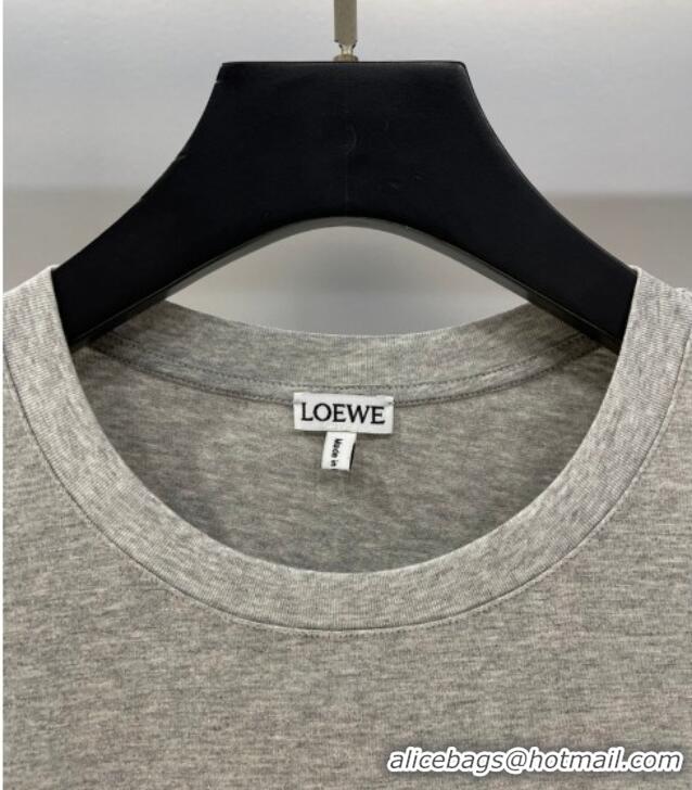 Most Popular Loewe Cotton T-Shirt 4023 Grey/Black 2025 (For Women and Man)