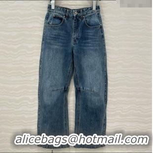 Top Grade Loewe Washed Denim Jeans 0214 Blue 2025