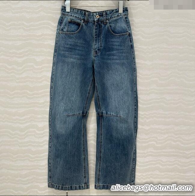 Top Grade Loewe Washed Denim Jeans 0214 Blue 2025