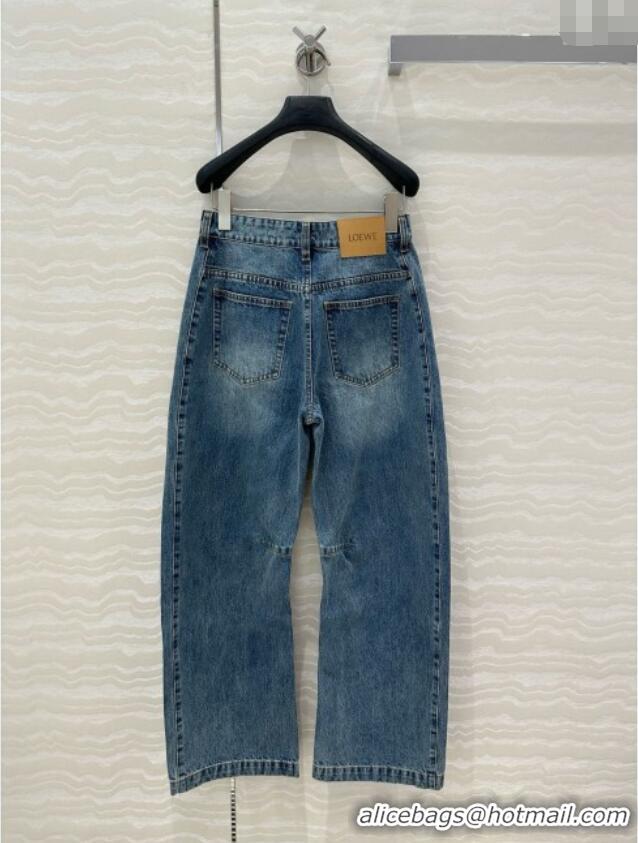 Top Grade Loewe Washed Denim Jeans 0214 Blue 2025