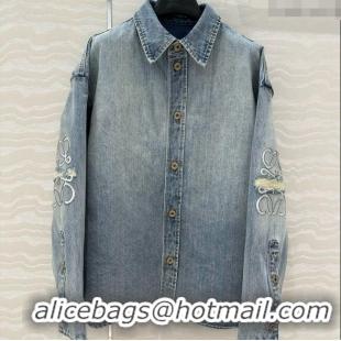 Big Discount Loewe Washed Denim Jacket 021502 Blue 2025