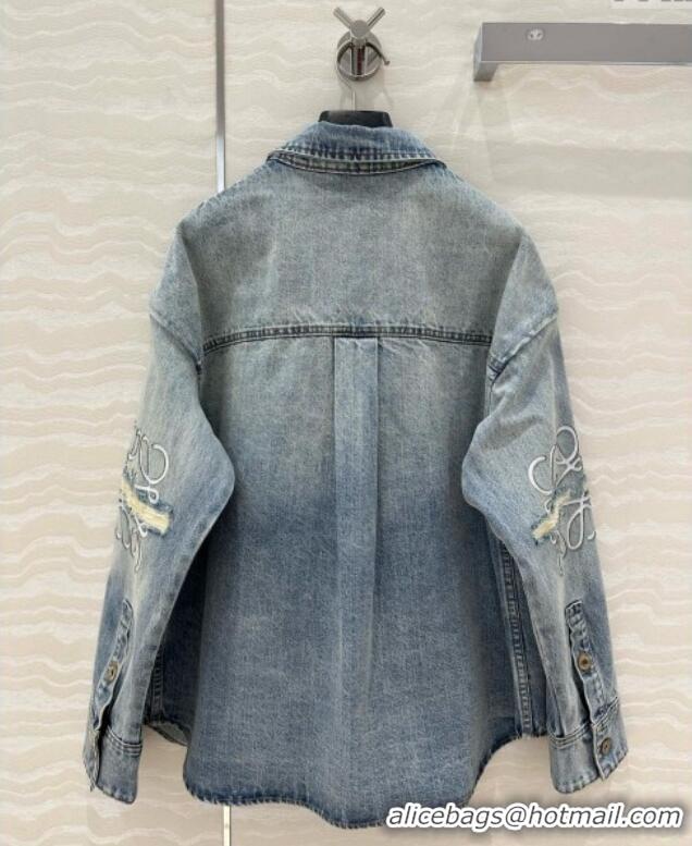 Big Discount Loewe Washed Denim Jacket 021502 Blue 2025