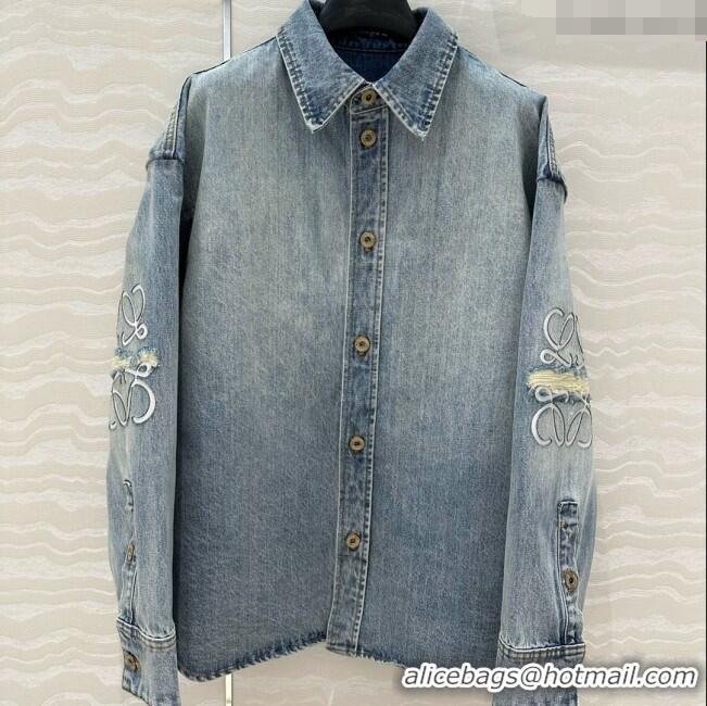 Big Discount Loewe Washed Denim Jacket 021502 Blue 2025