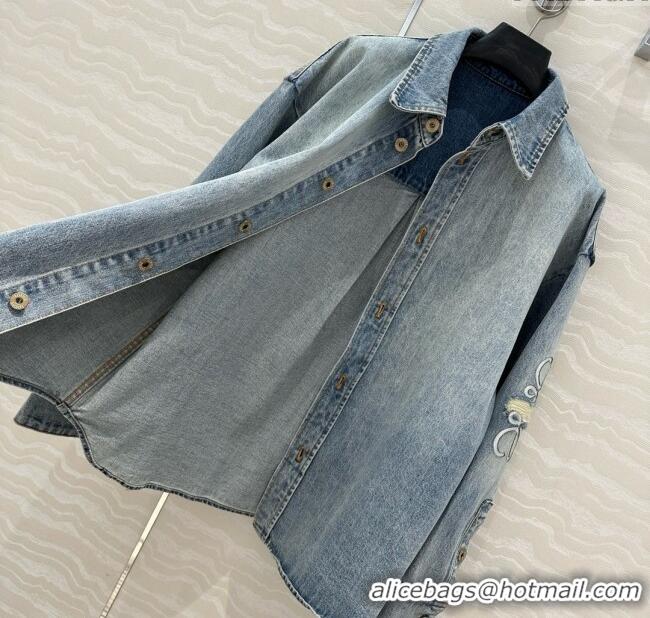 Big Discount Loewe Washed Denim Jacket 021502 Blue 2025