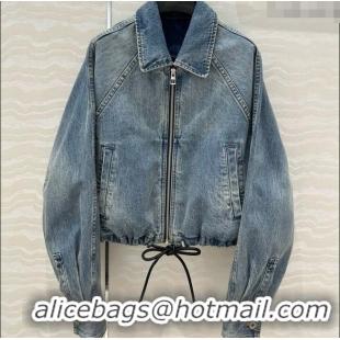 Super Quality Loewe Washed Denim Oversized Jacket 0215 Blue 2025