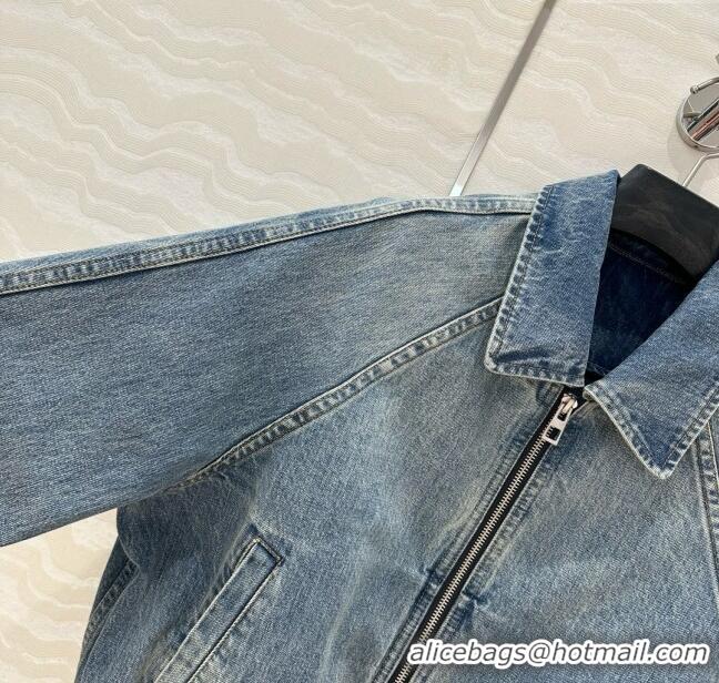 Super Quality Loewe Washed Denim Oversized Jacket 0215 Blue 2025